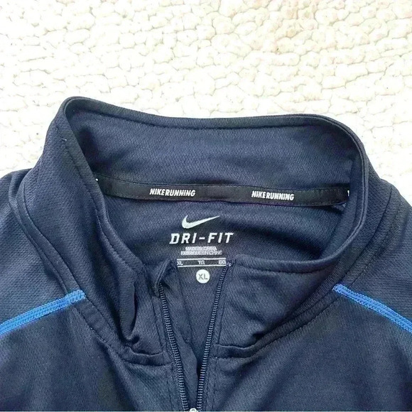 Nike Dri Fit Navy 3/4 Zip Crop Neck Pullover Running Sweatshirt Top Size XL - Picture 11 of 12